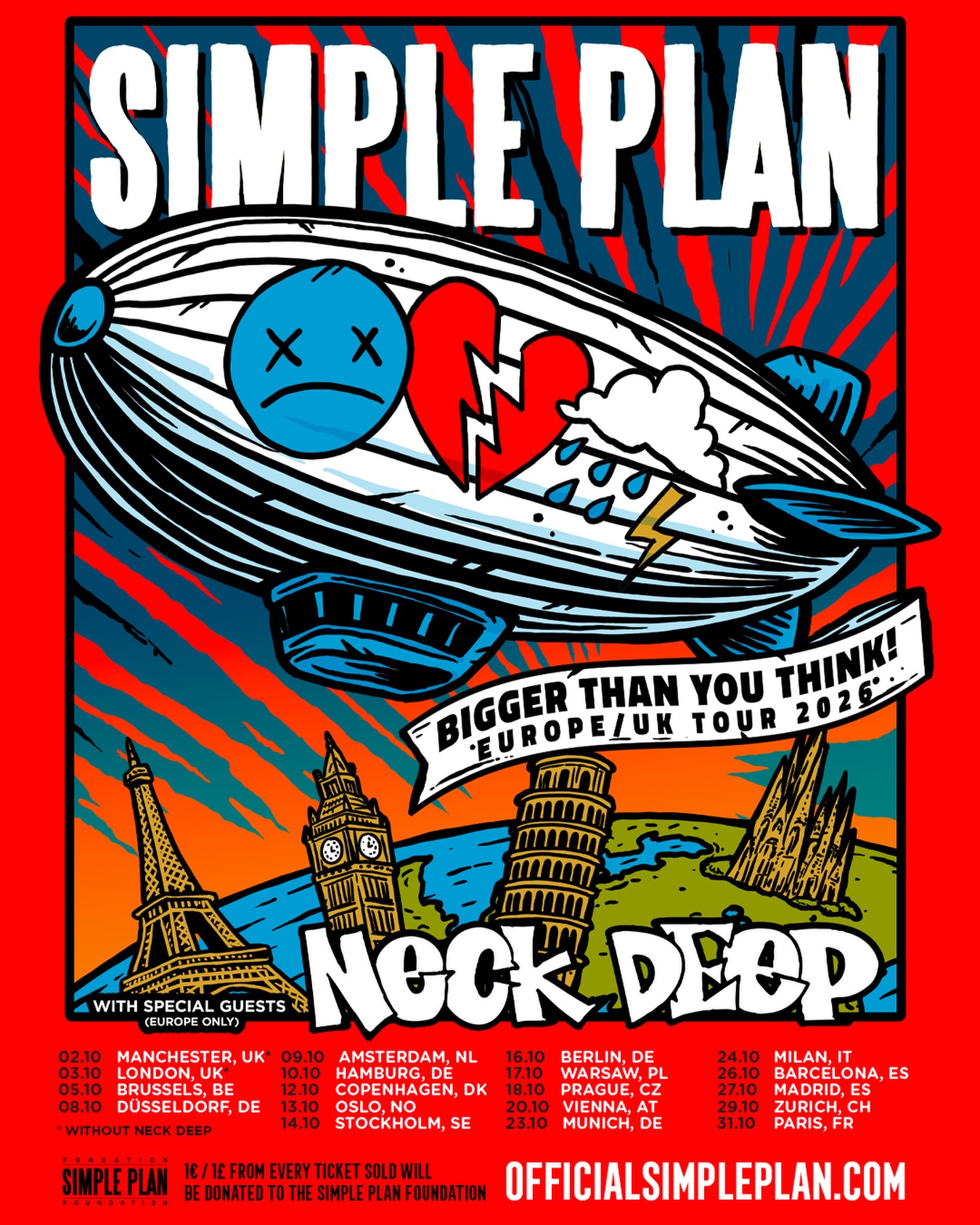 Simple Plan Bigger Than You Think! Tour Poster 2026